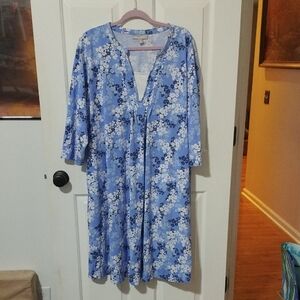 NWT Woman Within Blue and White Floral Dress